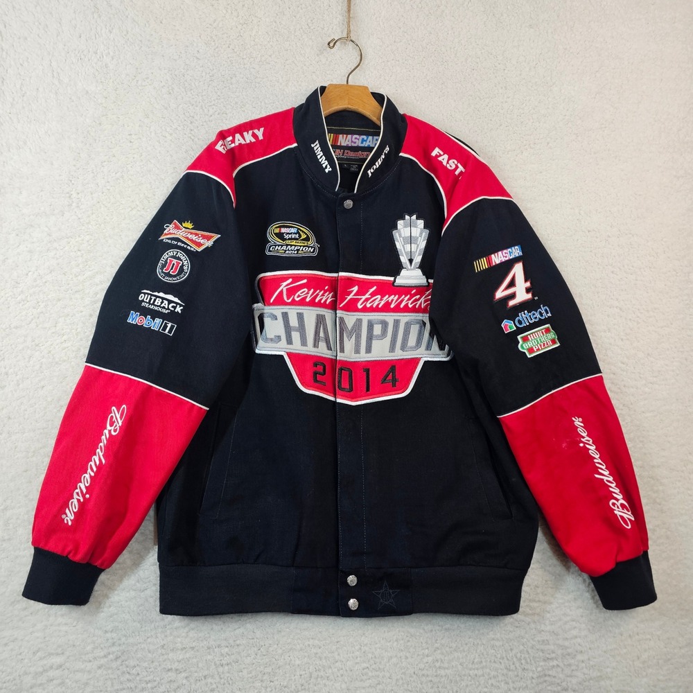 JH Design NASCAR Kevin Harvick 2014 Champion Racing Jacket Mens Large Budweiser